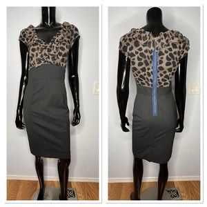 Rebecca Taylor Exclusive Combo Leopard Print & Black Dress Sz 4